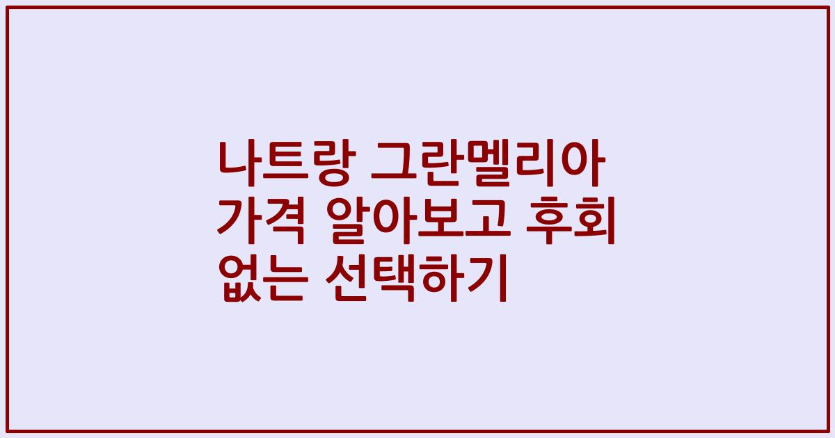 나트랑 그란멜리아 가격 알아보고 후회 없는 선택하기