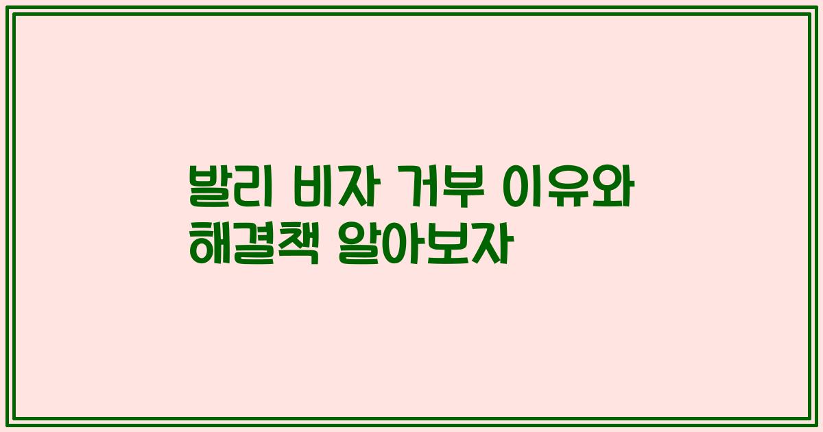 발리 비자 거부 이유와 해결책 알아보자