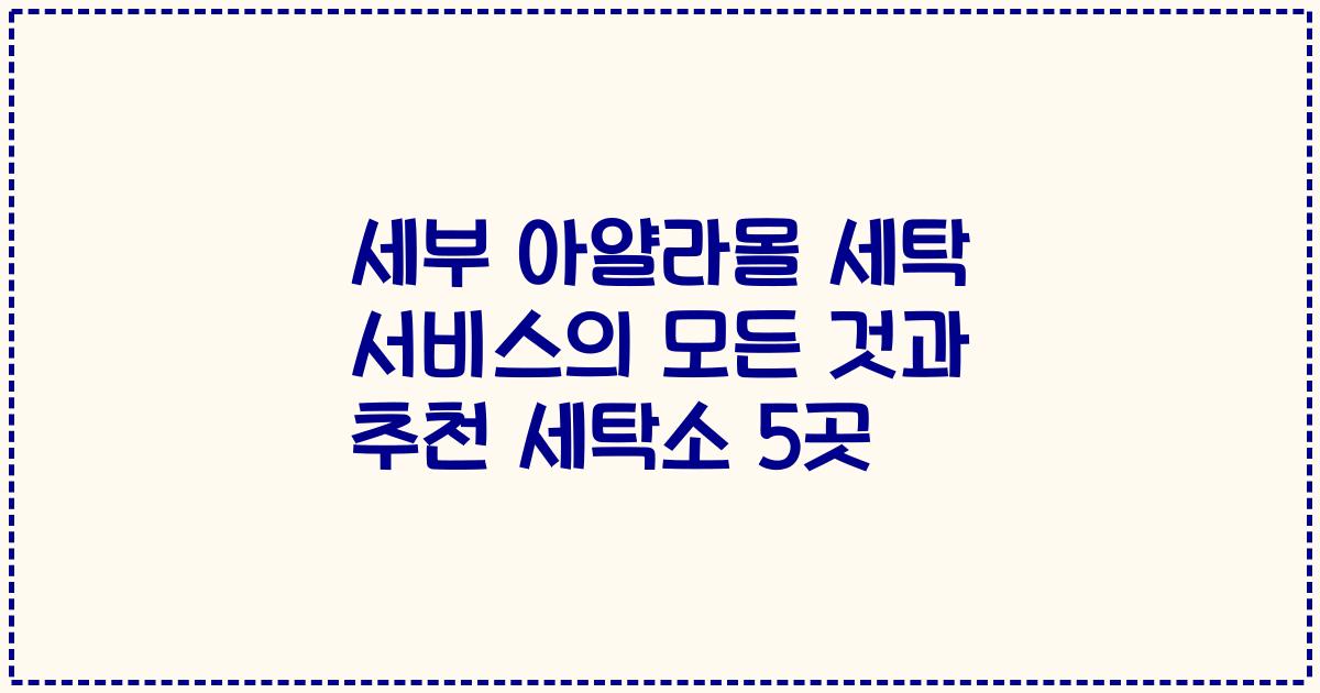 세부 아얄라몰 세탁 서비스의 모든 것과 추천 세탁소 5곳